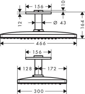 HG Kopfbrause Rainmaker Select 460 3jet m Deckenanschluss 100mm EcoSmart we/chr