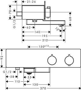 HG AP-Wannenthermostat SHOWERTABLET 350 für 2 Verbraucher chrom