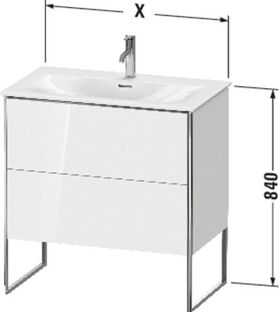 Duravit Waschtischunterbau XSQUARE 840x810x478mm, 2 Auszüge weiß supermatt