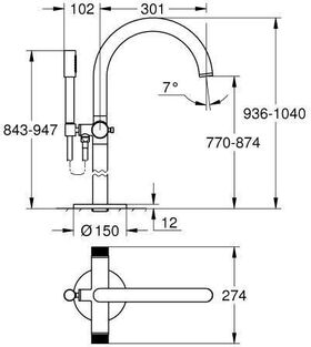 GROHE Wannenbatterie Atrio Private C. 25229 BM Knopfbetätigung warm sunset