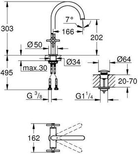 Grohe WT-Einlochbatterie ATRIO 1/2Zoll, L-Size supersteel