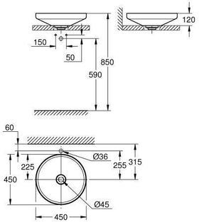 Grohe Aufsatzschale AIRIO rund d= 450mm alpinweiß