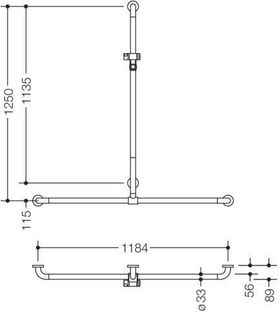 Hewi Duschhandlauf SERIE 801 se 1250mm waagerecht 1184mm tiefschwarz