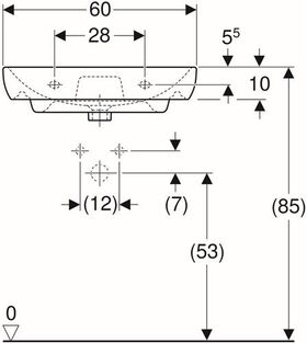 Geberit Waschtisch SMYLE m HL mit Überlauf 600x480mm weiß KT