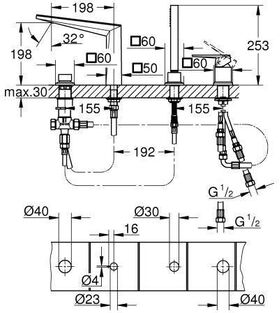 Grohe 4L-EH-Wannenkombi ALLURE BRILLIANT Gri White Attica hard graphite gebürste