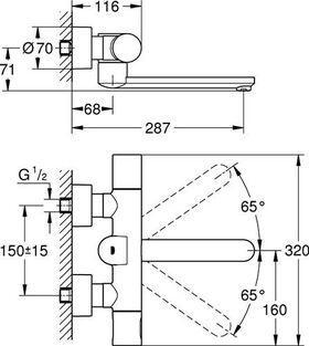 Grohe Infrarot-Elektronik EUROSMART CE m Mischeinricht. 6 V Bat 287mm chr