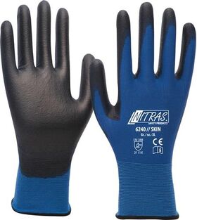 Handschuhe Skin Gr.10 blau/schwarz EN 388 PSA II NITRAS - VPE: 12