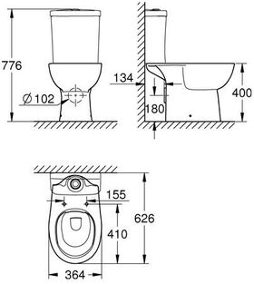 Grohe Stand-TWC-Kombi BAU KERAMIK spülrandl awe