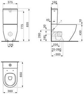 Laufen Stand-WC-Kombination LAUFEN PRO Tiefspüler, 4,5 / 3 l weiß