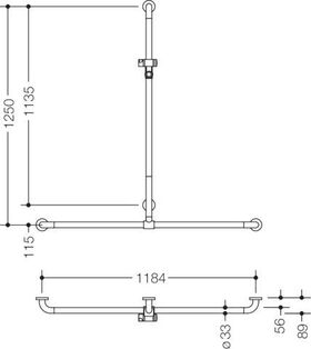 Hewi Duschhandlauf SERIE 801 se 1250mm waagerecht 1184mm orange