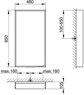 Keuco Lichtspiegel PLAN sil-gebz-elo 460x850x105mm