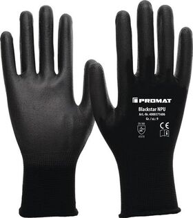 Handschuhe Blackstar NPU Gr.6 (S) schwarz EN 388 PSA II Nyl.m.PU PROMAT - VPE: 12