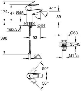 Grohe Einhand-Waschtischbatterie BAULOOP 1/2Zoll S-Size chr