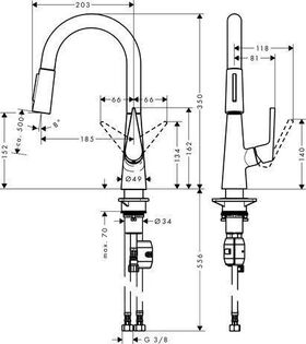 HG Einhebel-Spültischmischer 160 TALIS S DN 15, mit Ausziehbrause Edelstahl-Opti