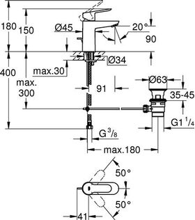 GROHE Einhand-Waschtischbatterie BauEdge 1/2Zoll S-Size chr