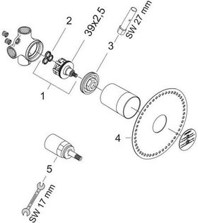 HG Grundkörper TRIO DN 20, für Ab-/Umstellventil Unterputz