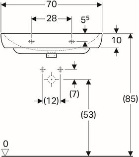 Geberit Waschtisch SMYLE m HL mit Überlauf 700x480mm weiß KT