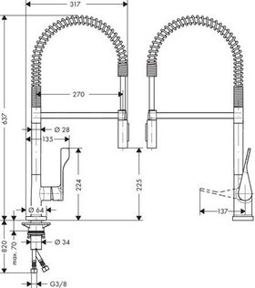 Einhebel-Spültischmischer Semi-Pro AXOR DN 15 brushed brass