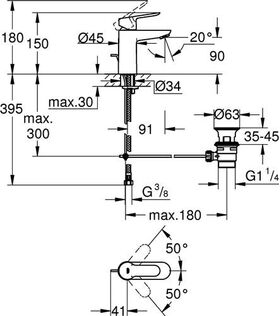 GROHE Einhand-Waschtischbatterie BauEdge 1/2Zoll ZAG chr