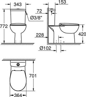 Grohe Stand-Tiefspül-WC-Set BAU KERAMIK spülrandl awe - VPE: 4