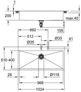 Grohe Edelstahlspüle K800 1024x510mm edelstahl