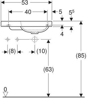 Geberit Handwaschbecken Light iCon 530x310mm mit Abl. o ÜL mit HL li we ma