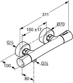 Kludi Thermostat-Brausearmatur ZENTA DN 15 chr