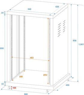 ROADINGER Stahl-Rack SR-19, 20HE