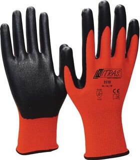 Handschuhe Nitril Foam Gr.8 rot/schwarz Nyl.m.Nitrilschaum EN 388 PSA II NITRAS - VPE: 12