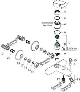 HG Einhebel-Wannenmischer LOGIS DN 15, Aufputz chrom