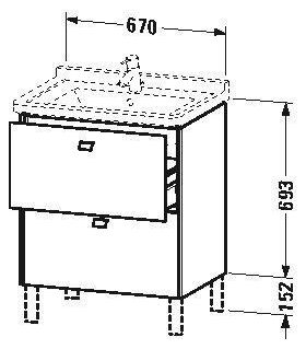 Duravit WT-Unterbau BRIOSO COMPACT Gri Frontfarbe 693x670x469mm lichtbl ma