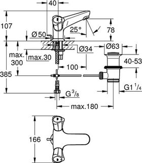 Grohe Waschtisch-Einlochbatterie COSTA 1/2Zoll chr