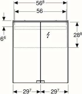 Geberit Spiegelschrank OPTION BASIC mit Beleuchtung, 2 Türen 600x675x140mm