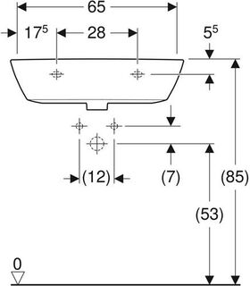 Geberit Waschtisch RENOVA o Hahnloch mit Überlauf 650x500mm weiß