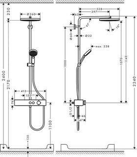 HG Showerpipe 260 1jet PULSIFY m Brausetherm. EcoSm Version mattschwarz