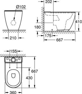 Grohe Stand-WC-Kombination ESSENCE spülrandl PureGuard/awe