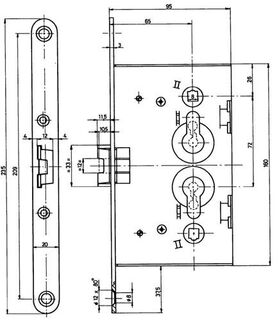 Spezialeinsteckschloss f.Metalltüren PZW 20/65/72/8mm DIN L/R verz.rd BEVER