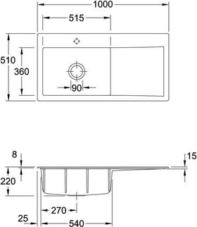 V&B Spüle SUBWAY STYLE 60 1000x510mm Be li Handbet. we