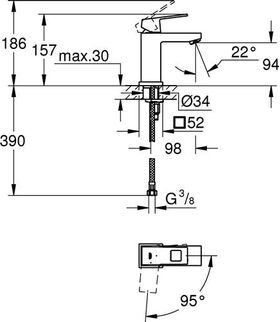 Grohe EH-WTbatt EUROCUBE 1/2Zoll S-Size glatter Körper chr