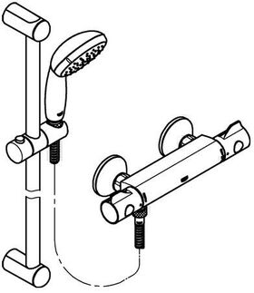 Thermostat-Brausebatterie GROHTHERM 800 1/2Zoll m Brausegarnitur chr