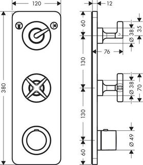 Thermostatmodul AXOR CITTERIO E DN 20, Unterputz 38x12 brushed bronze