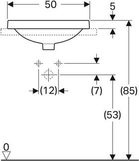 Geberit Einbauwaschtisch VariForm ov 500x400mm o HL mit Überlauf weiß KT