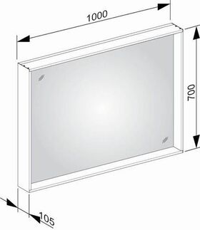 Keuco Kristallspiegel X-LINE 1000x700x105mm vulkanit