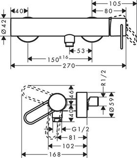 Einhebel-Brausemischer AXOR UNO AP, Bügelgriff brushed bronze