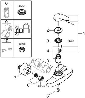 Grohe Einhand-Brausebatterie EUROSTYLE 1/2Zoll chr