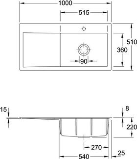 V&B Spüle SUBWAY STYLE 60 1000x510mm Be re Handbet. crema