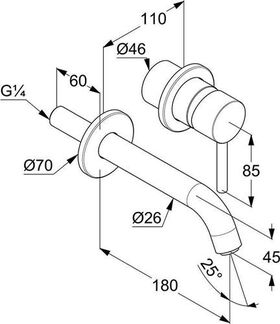 Kludi Waschtisch-Einhandmischer BOZZ UP 2L Ausldg Wandauslauf 180mm ma-sw