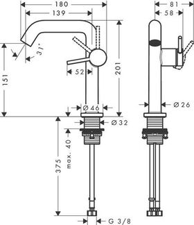 HG Einhebel-Waschtischmischer Tecturis S Fine CooStart Ausl 139mm o AG ma-sw