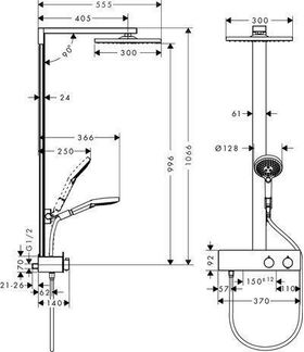 HG Showerpipe Raindance E 300 1jet mit ShowerTablet 350 chrom 17 l/min