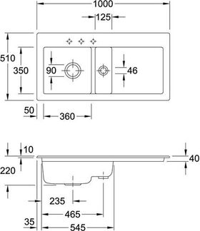 V&B Spüle SUBWAY 60 1000x510mm Be li Handbet. stone white